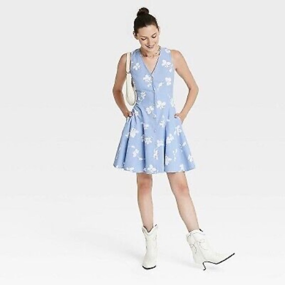 NWT🩵🤍Mini A-Line Dress - Picture 2 of 7